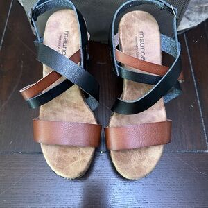 Maurices Black and Brown Strappy Sandals